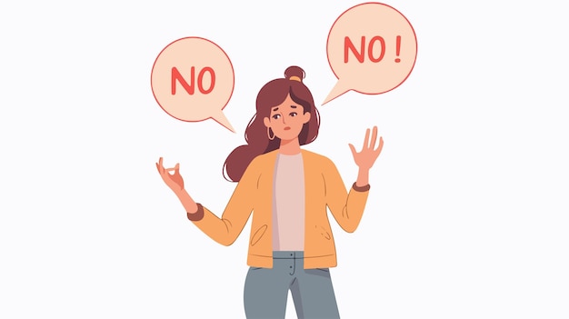 Empowering woman saying No concept vector illustration