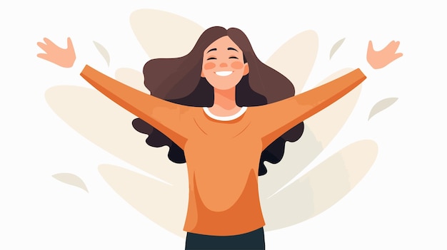 Empowering Woman with Open Arms Vector Illustration