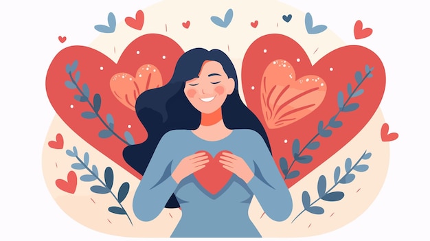 Empowerment through SelfCare Woman Embracing Heart in Acceptance