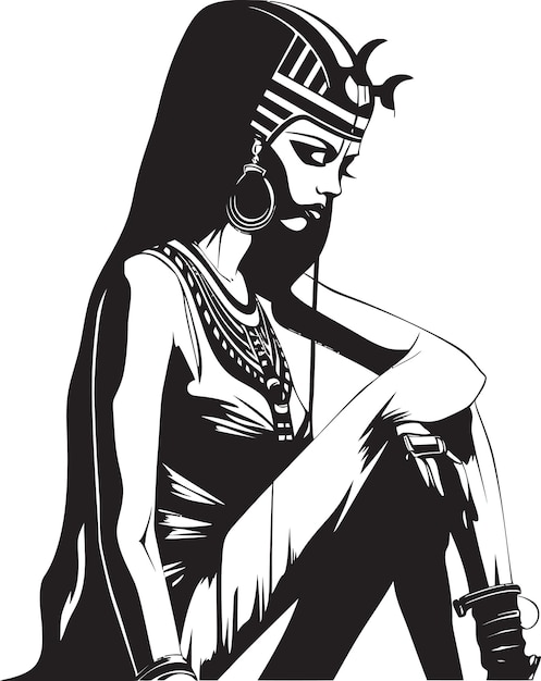 Vector empresss elegance cleopatra full body vector logo design unveiled majestic cleopatra full body vect