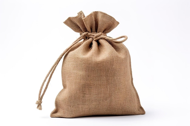 Empty bag sackcloth isolated on white backgroundwith clipping path