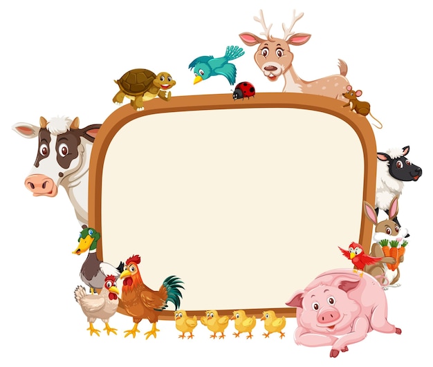 Empty banner with various farm animals