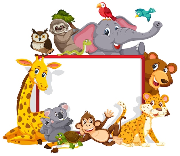 Empty banner with various wild animals