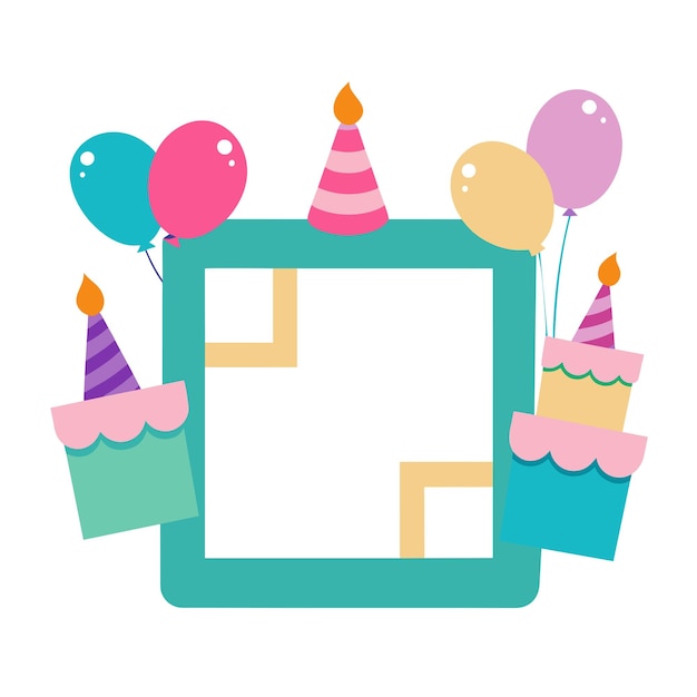 Empty Birthday Picture Collage Vector Illustration