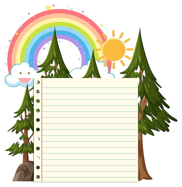 Empty board template with tree and rainbow