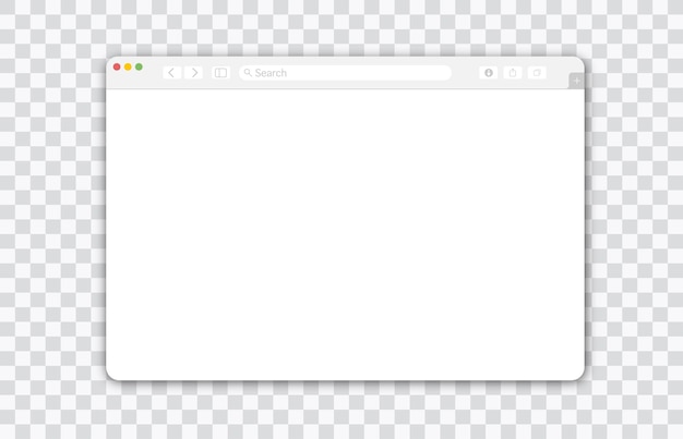 Empty browser window on transparent background Empty web page mockup with toolbar Display panel