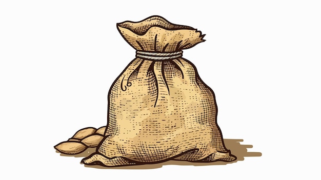 Vector empty burlap bag vector illustration handdrawn