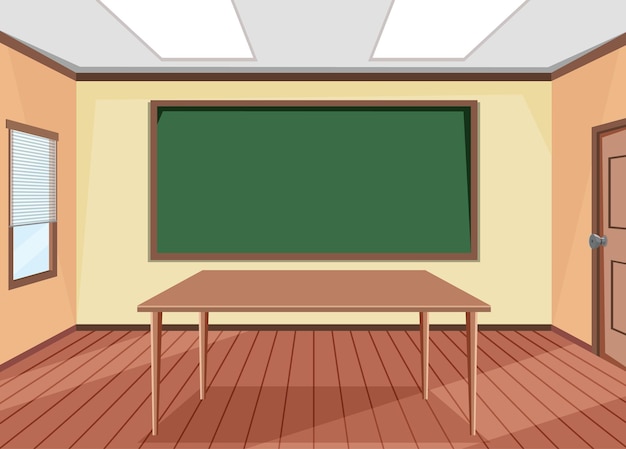 Vector empty classroom interior design with blackboard