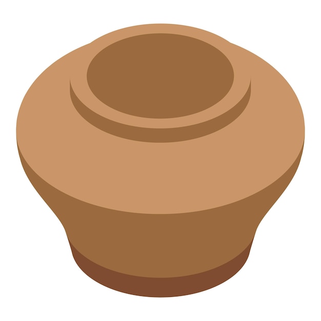 Vector empty clay pot standing on white background