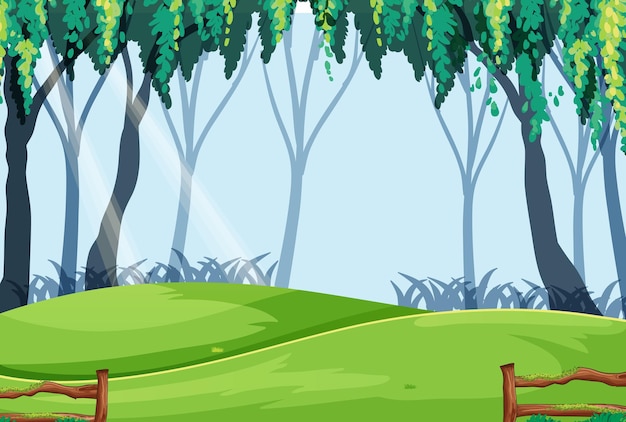 Vector empty fairytale forest scene