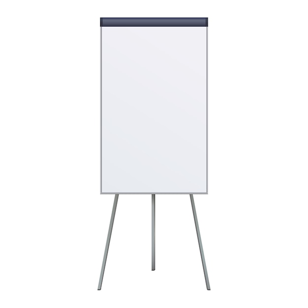 Empty Flip chart blank on tripod over white background Office Whiteboard For Business Training in office