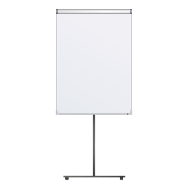 Empty Flip chart blank on tripod over white background Office Whiteboard For Business Training in office