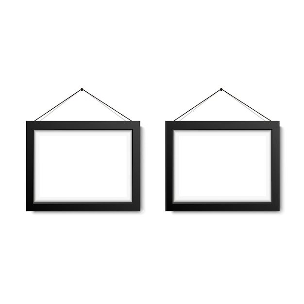 Empty frames for photos or pictures hanging on the wall Vector illustration