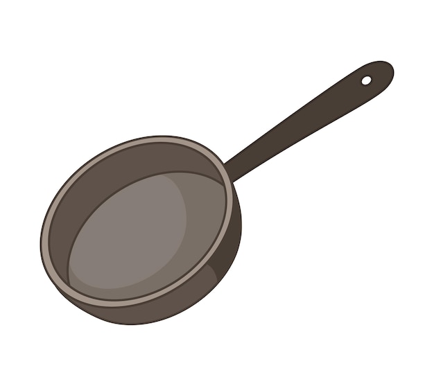 Empty frying pan Vector illustration of kitchen utensils in cartoon childish style Isolated clipart