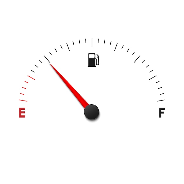 Empty fuel gauge meter 