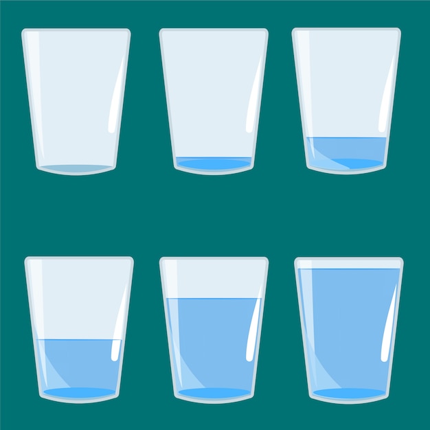 empty and full glass of water vector illustration