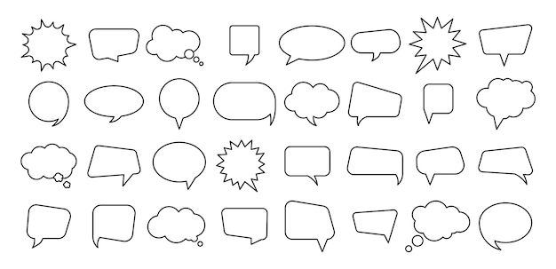 Empty linear speech bubbles set Dialog balloon icons Bubbles different shapes