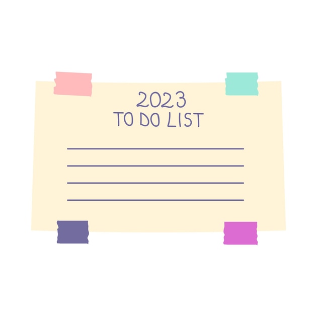 Empty to do list in 2023 paper on the wall Isolated vector illustration on white background