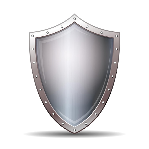 Empty metal knight shield Realistic vector illustration