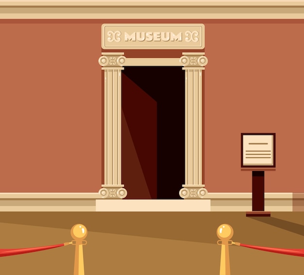 Vector empty museum room exhibit concept vector flat graphic design element illustration