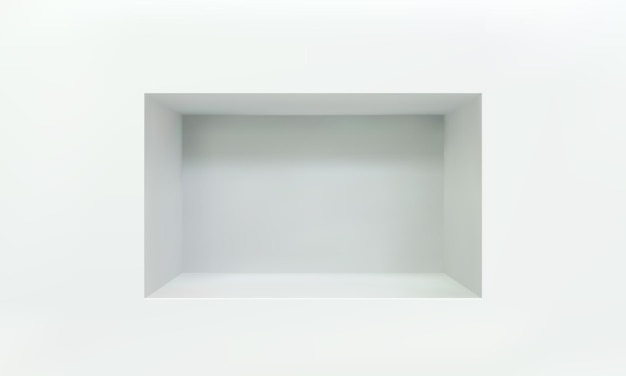 Empty niche or shelf on white wall 3D mockup