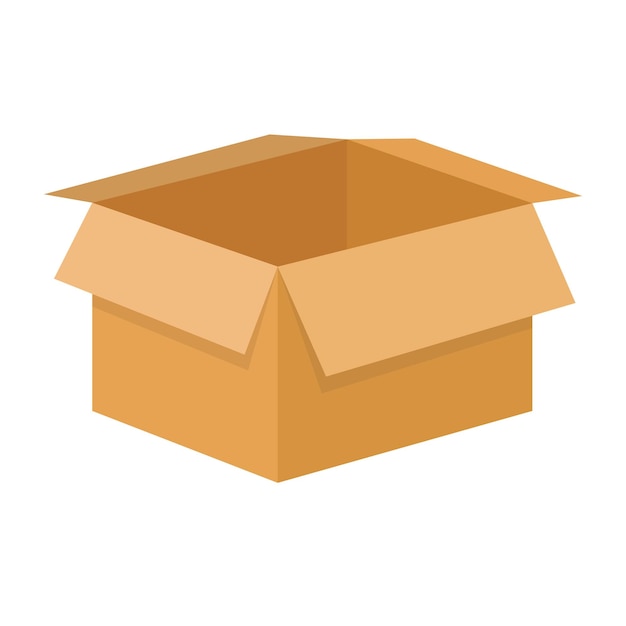 Empty open cardboard box vector illustration