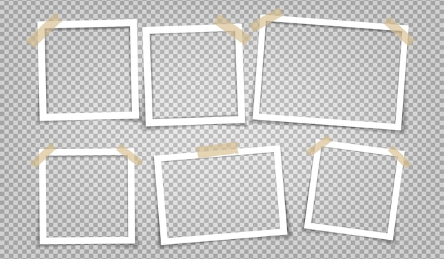 Empty photo frames with shadow effects Vintage photo frame for your picture Vector illustration in realistic style