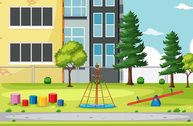 Empty playground with building scenery