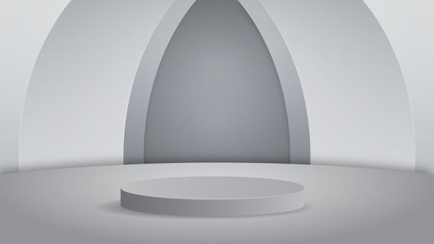 Empty podium studio silver background for product display with copy space