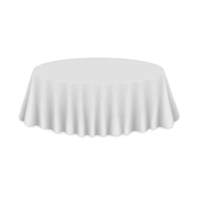 Empty round Tablecloth on table Isolated 