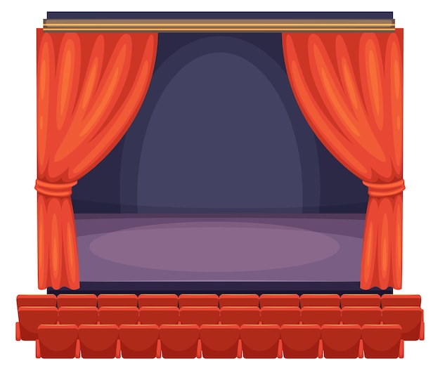 Empty scene interior Cartoon stage with red curtains