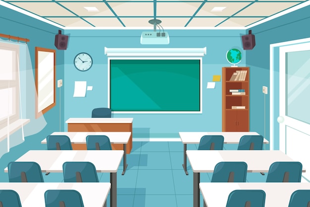 Empty school class background for video conferencing