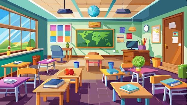 Vector empty school class background for video conferencing