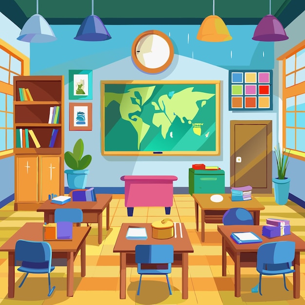 Vector empty school class background for video conferencing