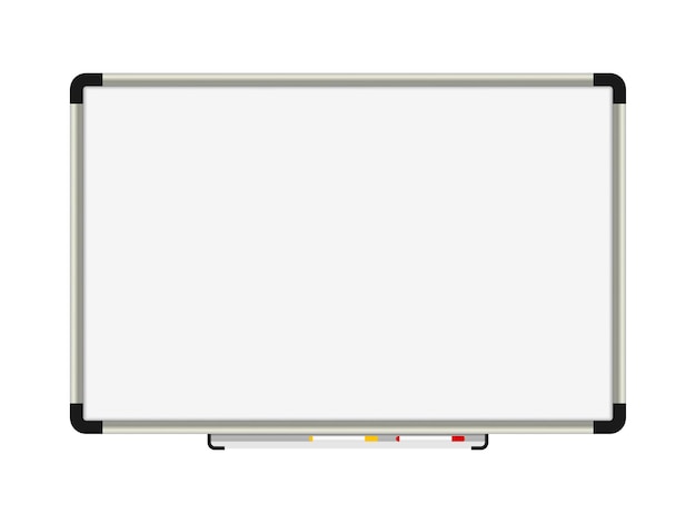 Empty school whiteboard with colorful markers Vector background for design