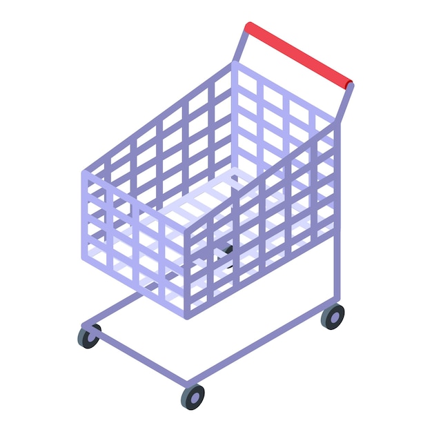 Vector empty shopping cart standing on white background