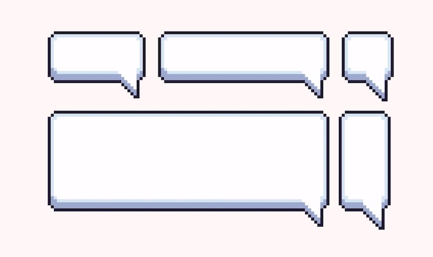 Empty speech bubble pixel art set. Geometric message shapes collection. Communication box. 8 bit