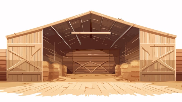 Empty Stable Stall Panorama Inside Wood Shed Interior