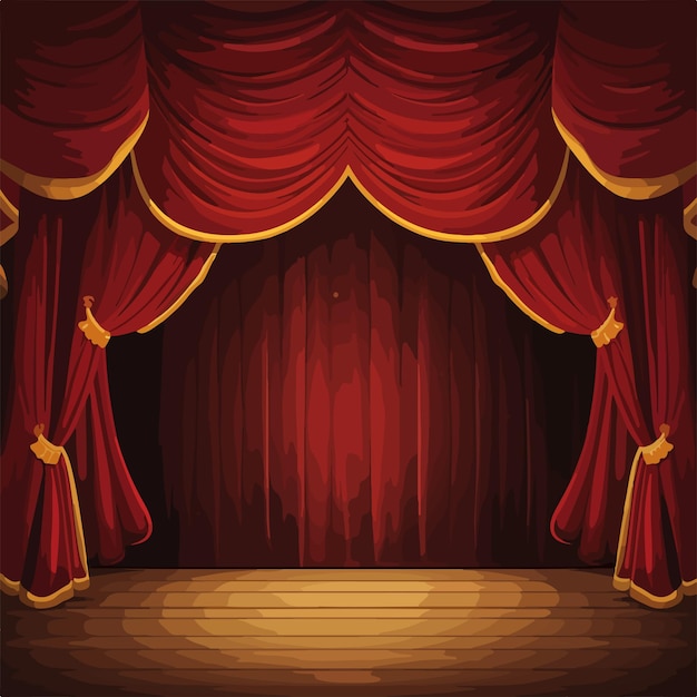 Vector empty stage illustration with curtains