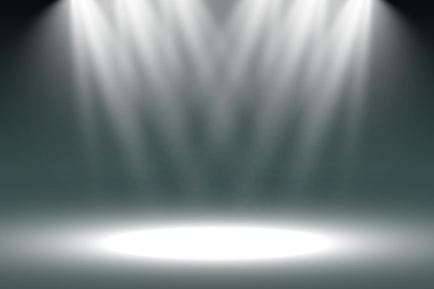 Empty stage with spotlights. Lighting devices on a transparent background.