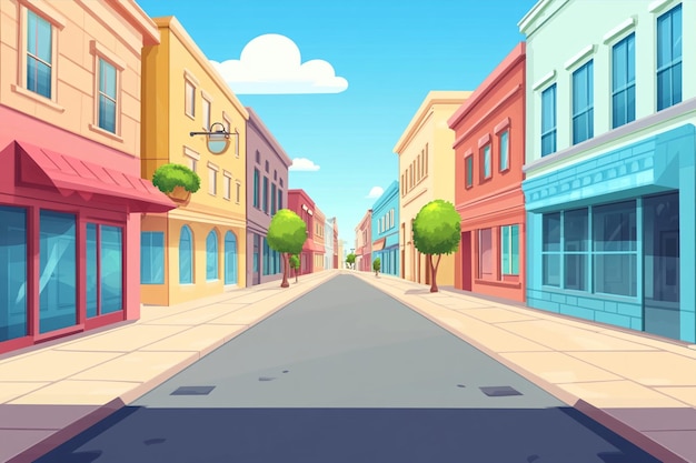 Vector empty street with buildings cartoon vector