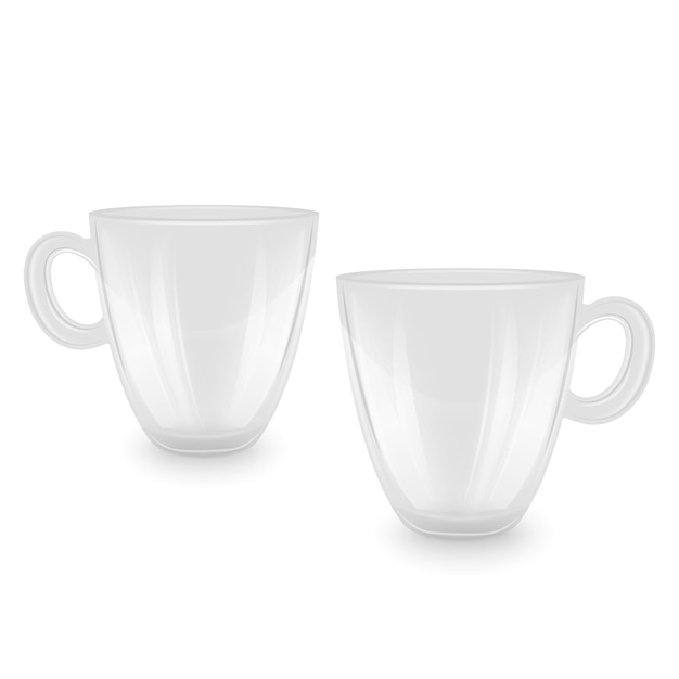 Empty tea cups on white