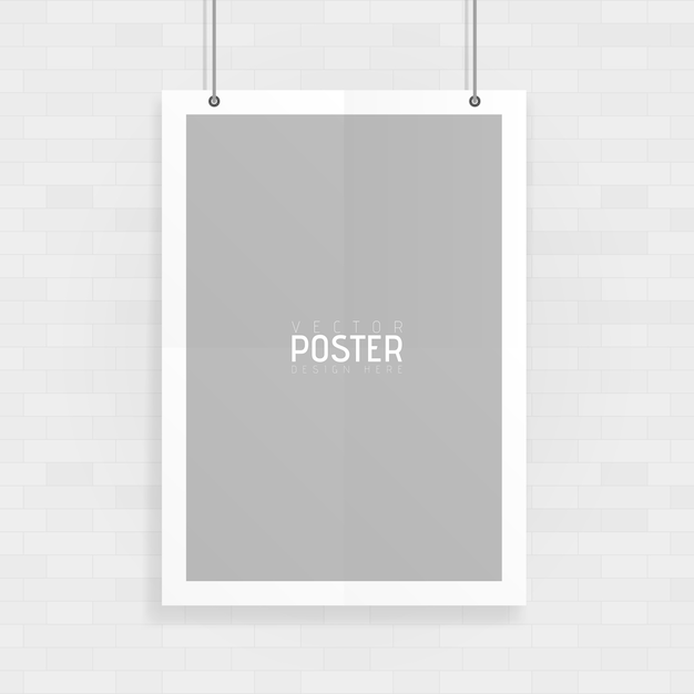 Empty white A4 sized vector paper mockup hanging with paper clips. Show your flyers, brochures, headlines etc with this highly detailed realistic design template element