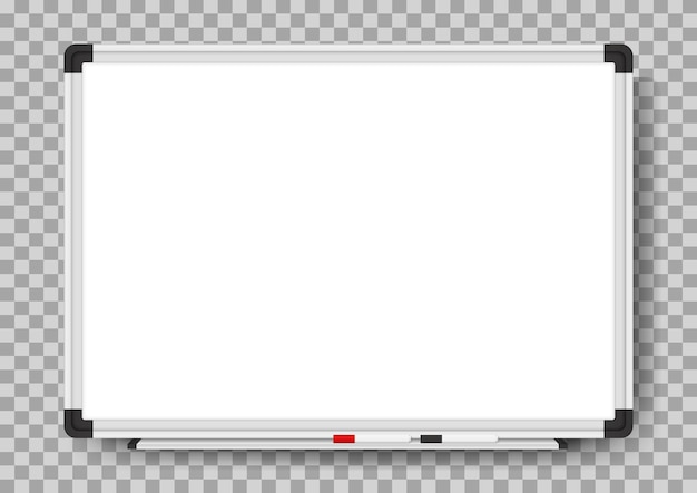 Empty white marker board on transparent background Realistic office Whiteboard Vector illustration