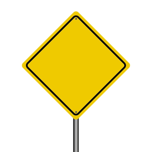 Empty yellow traffic sign with white background