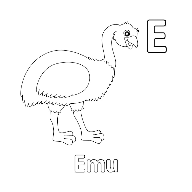 Emu Alphabet ABC Coloring Page E