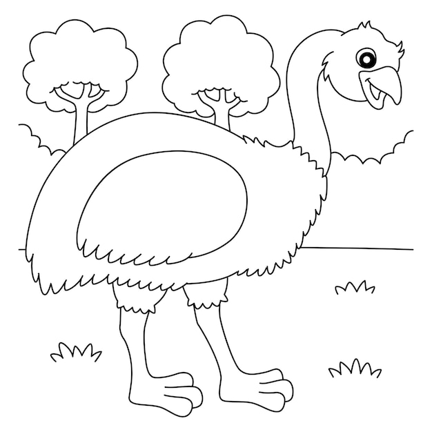 Emu Animal Coloring Page for Kids