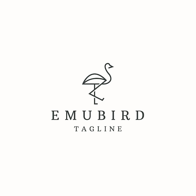 Emu Bird australia animal logo icon design template flat vector