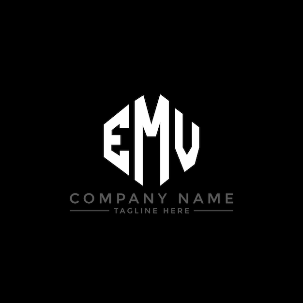 EMV letter logo design with polygon shape EMV polygon and cube shape logo design EMV hexagon vector logo template white and black colors EMV monogram business and real estate logo