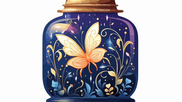 Vector enchanted fairy jar flat vector isolated on white background